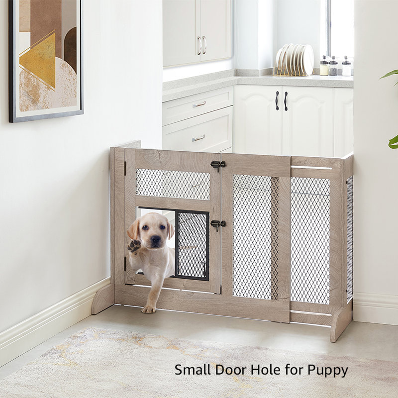 Tucker Murphy Pet Dorval Dog Gate Indoor to Separate Puppy Large Dogs and Baby for Stairs Walk Through Pet Gate with Dog Door Free Standing Dog Gate Wayfair
